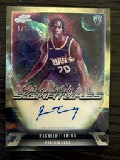 Marketplace image: 2025 Rasheer Fleming Topps Chrome Cosmic Superfractor Auto 1/1 Rookie Suns
