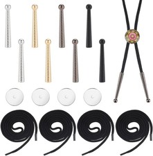Bolo Tie Findings Cowboy Tie Bolo Tie Tips End Caps Kit Including Nylon Cords,