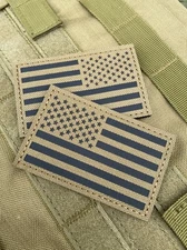IR American Flag America USA Military Combat Tactical patch Tan 3.2” Set