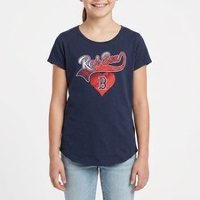MLB Boston Red Sox Navy Blue Heart Graphic T-Shirt XL 16 9K3G6ML4TMDQ-BOS NEW