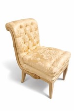 Sedia trapuntata metà secolo Mary Pickford di proprietà vecchia ciabatta impero Hollywood vintage