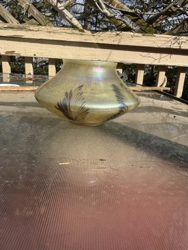 Early Tiffany Studios Favrile Art Glass Vase 6x3 1/4 “crack”