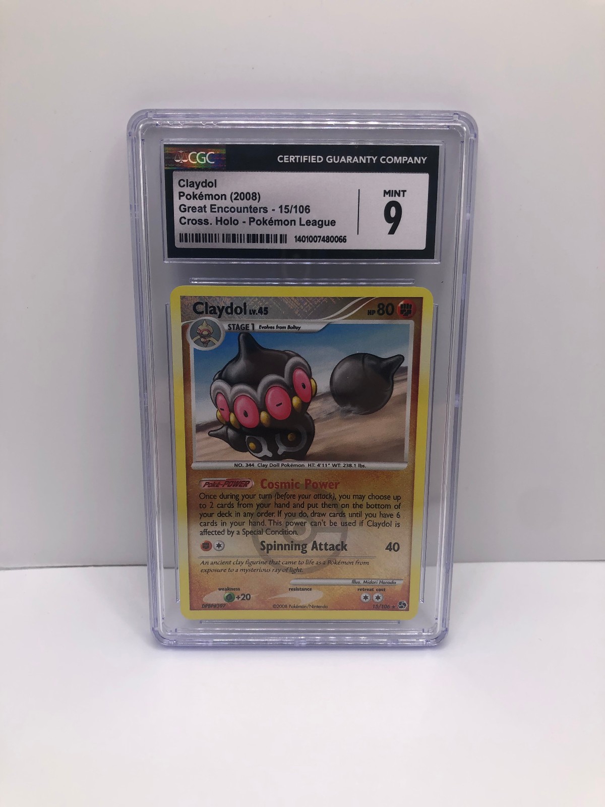 Claydol 2008 Pokemon Great Encounters Pokemon League Reverse Holo #15 CGC 9 MINT