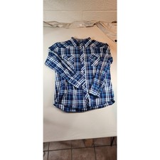 Wrangler Western Shirt Mens XL Blue Plaid Pearl Snap Long Sleeve Cowboy