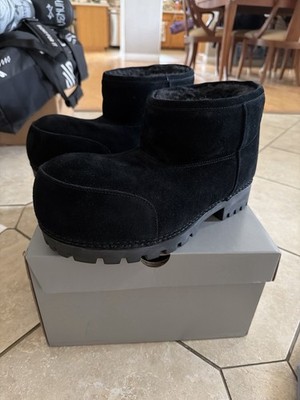 Balenciaga Alaska black suede fur boot bootie 42  