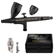 Master Elite Plus Airbrush Set, Superior Dual-Action Gravity Feed Kit, 0.3