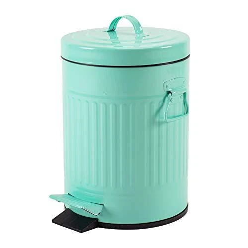 Bathroom Trash Can With Lid Small Waste Basket For Home Bedroom Retro Step  Garba