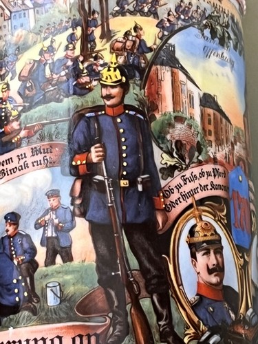 1913 German Lithophane Regimental Military Stein Infantry members listed - Picture 9 of 11