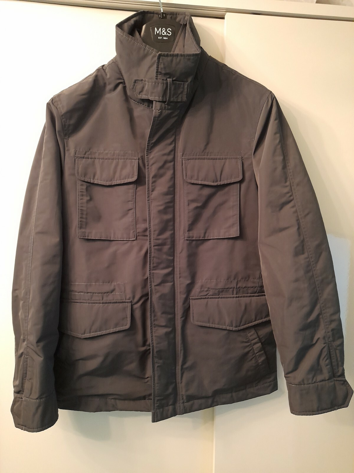 New Mens Marks & Spencer Autograph Stormwear Funnel Neck Grey Coat UK S RRP £99