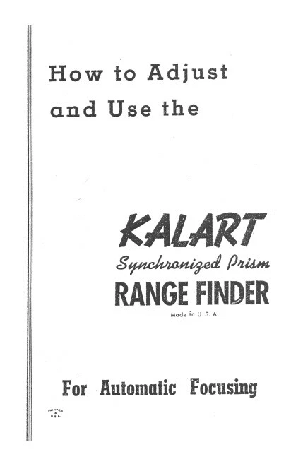 Graflex Century Graphic Service & Repair Manual with Kalart Rangefinder Info - Image 4 of 4