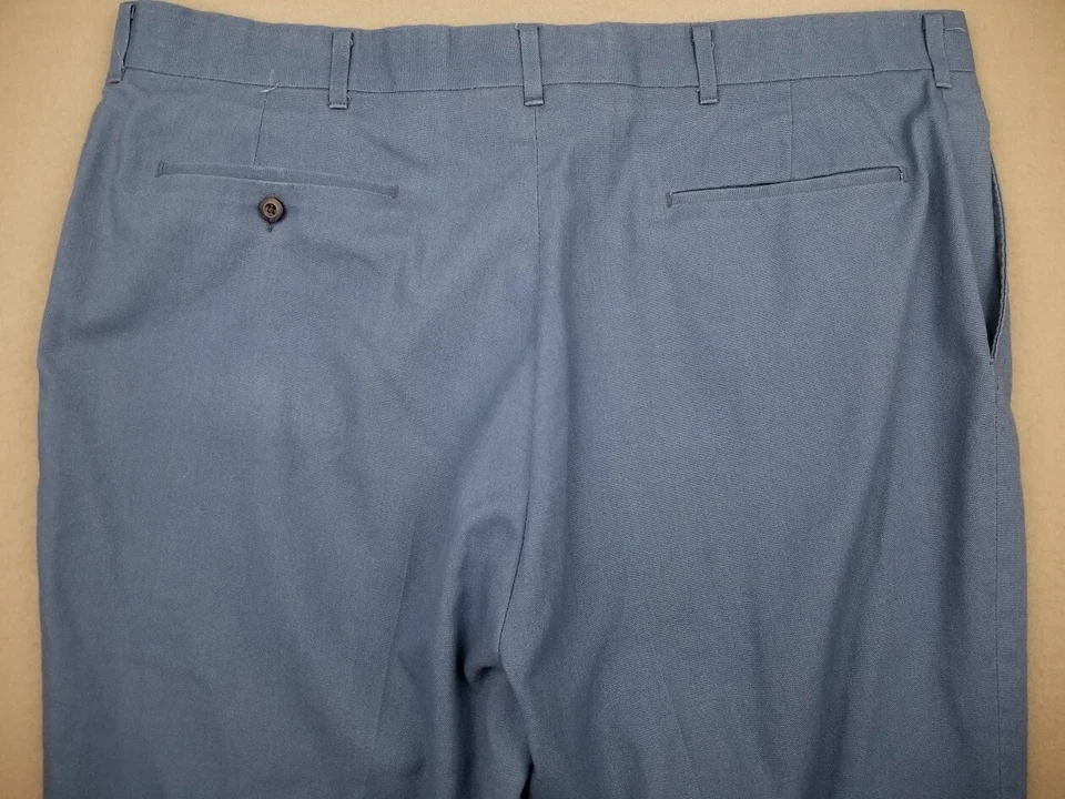 Calça Haggar Chino Masculina 40x30 Azul Casual Uso Liso Mistura de Poliéster Anos 80 Vintage  - Imagem 4 de 4