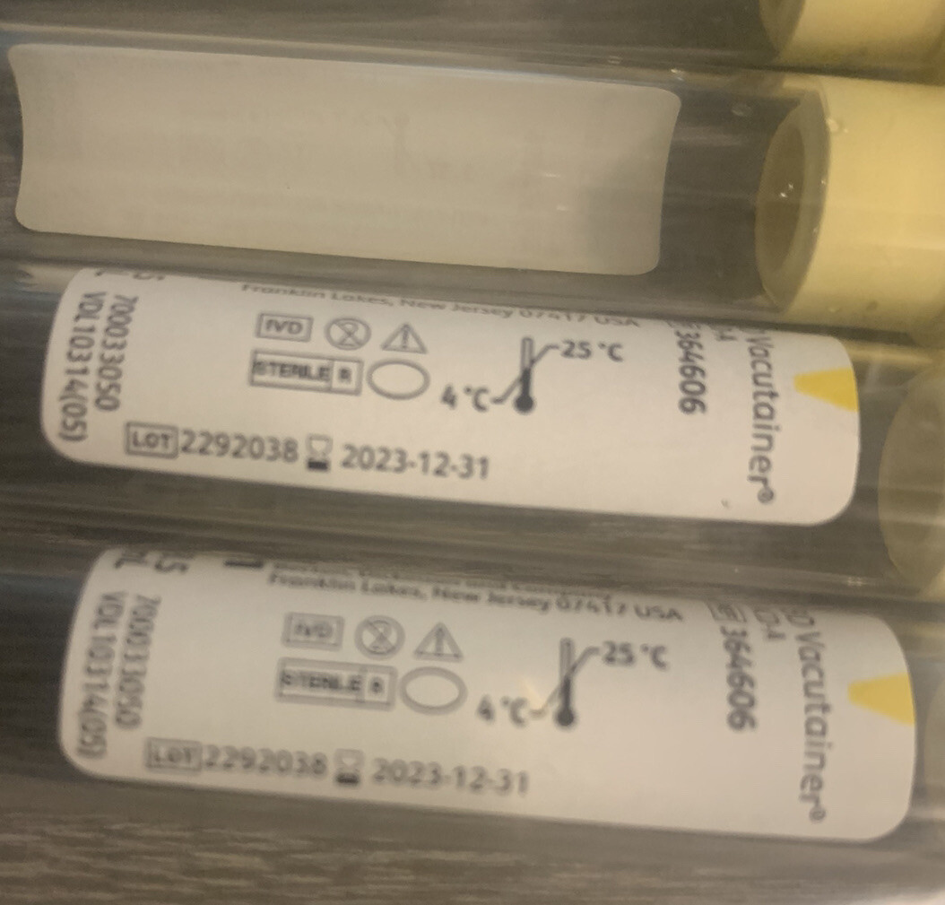 20 ACDA ACD Solution A Glass Test Tubes (Exp. 02/2024) Yellow Top 8.5ml FREE S&H eBay
