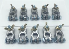 10 Marine Battery Terminals with Wing Nuts, 5/16" Negative 3/8" Positive Stud