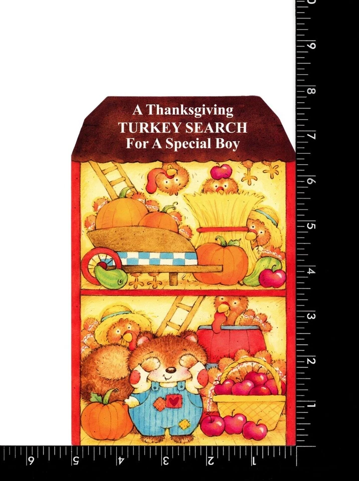 Linda Tarjeta de Acción de Gracias PARA NIÑO, Divertido Juego de Búsqueda de Pavo por Gallant Greetings + ✉ Foto 3 de 4
