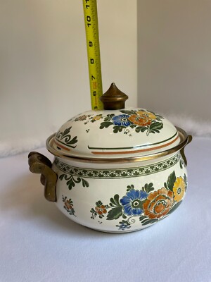 Vintage Fissler ASTA Enamel cookware set Floral Amsterdam Pattern