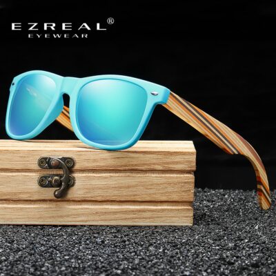 Retro Vintage Occhiali da Sole Polarizzati Telaio Legno Uomo - Main Image