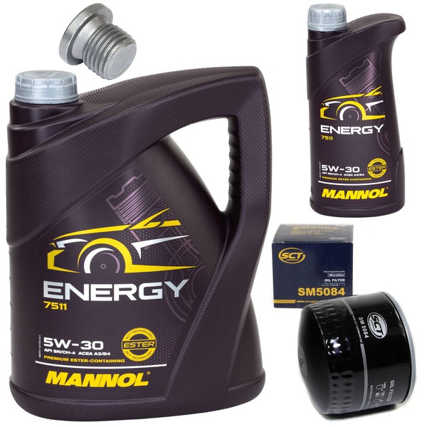MotoröL Set 5W-30 6 Liter + ÖLfilter SM 5084 + Schraube FüR VW Transporter V 2.0-image