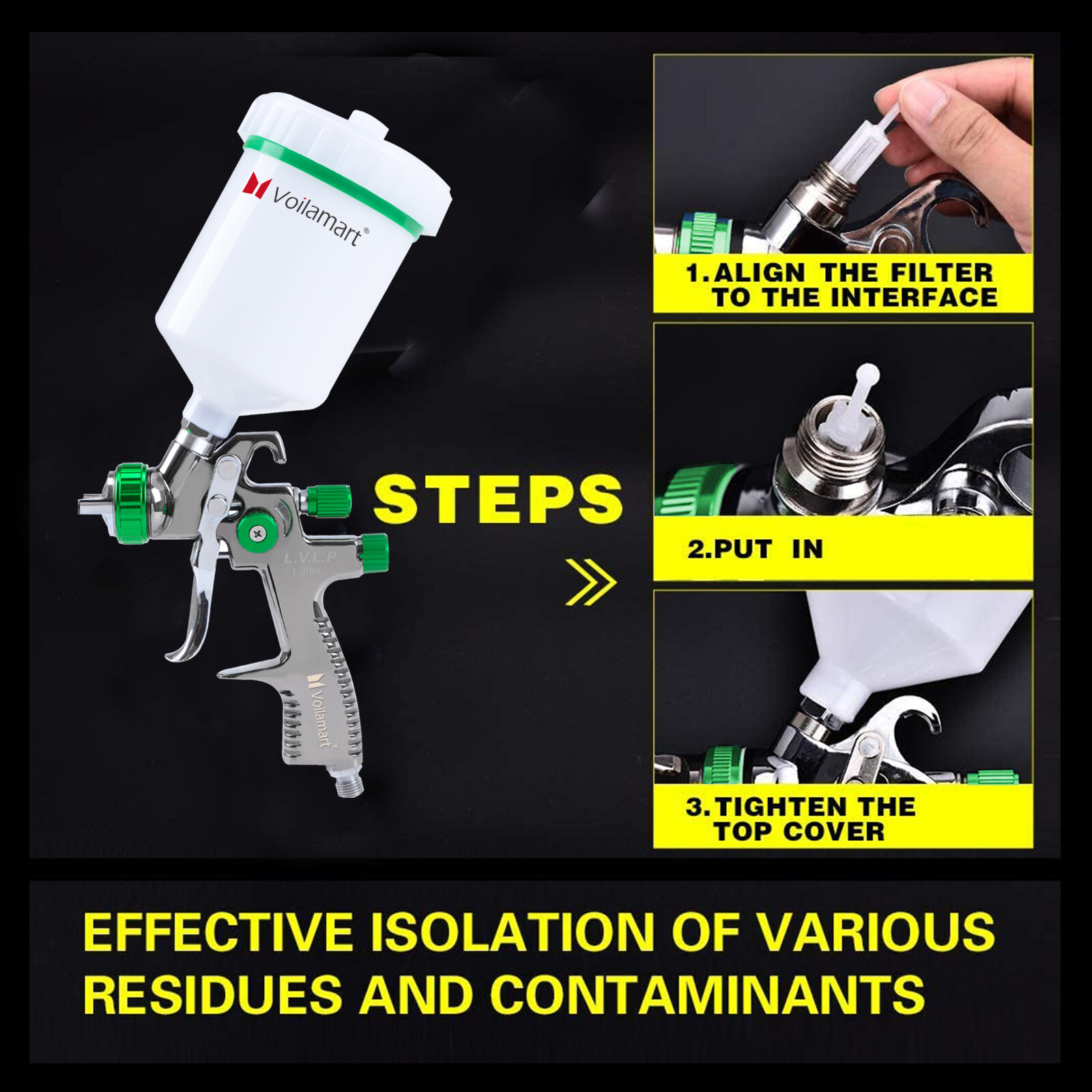 Professional LVLP Spray Gun Kit 1.3mm Primer Gravity Feed 600CC Air