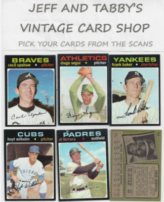 1971 TOPPS BASEBALL # 401 TO # 584 SEE DROP DOWN MENU FOR CARD YOU WILL RECEIVE.
