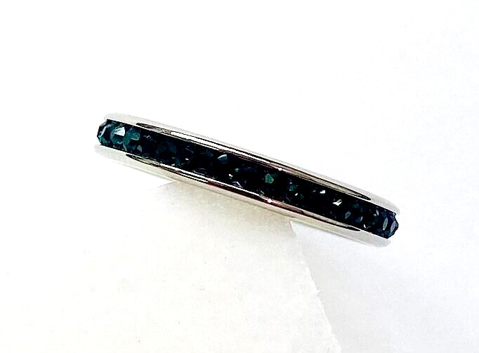 QVC Steel by Design Crystal Birthstone Eternity Band Ring Emerald May Size 6