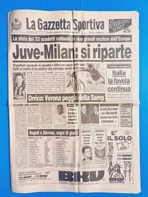 Gazette Dello Sport 31 March 1996 Gabriele Colombo Juventus Milan Del