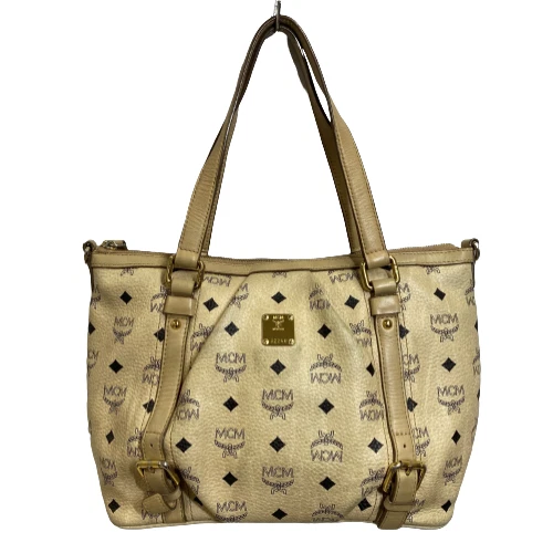 Auth MCM 2WAY Tote Bag Visetos (Shoulder Belt missing) Beige PVC From Japan  1104
