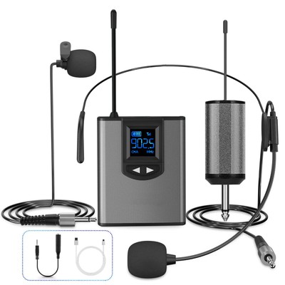 UHF Wireless Lavalier Lapel Microphone System Headset/Stand Mic 165ft Range R7W1