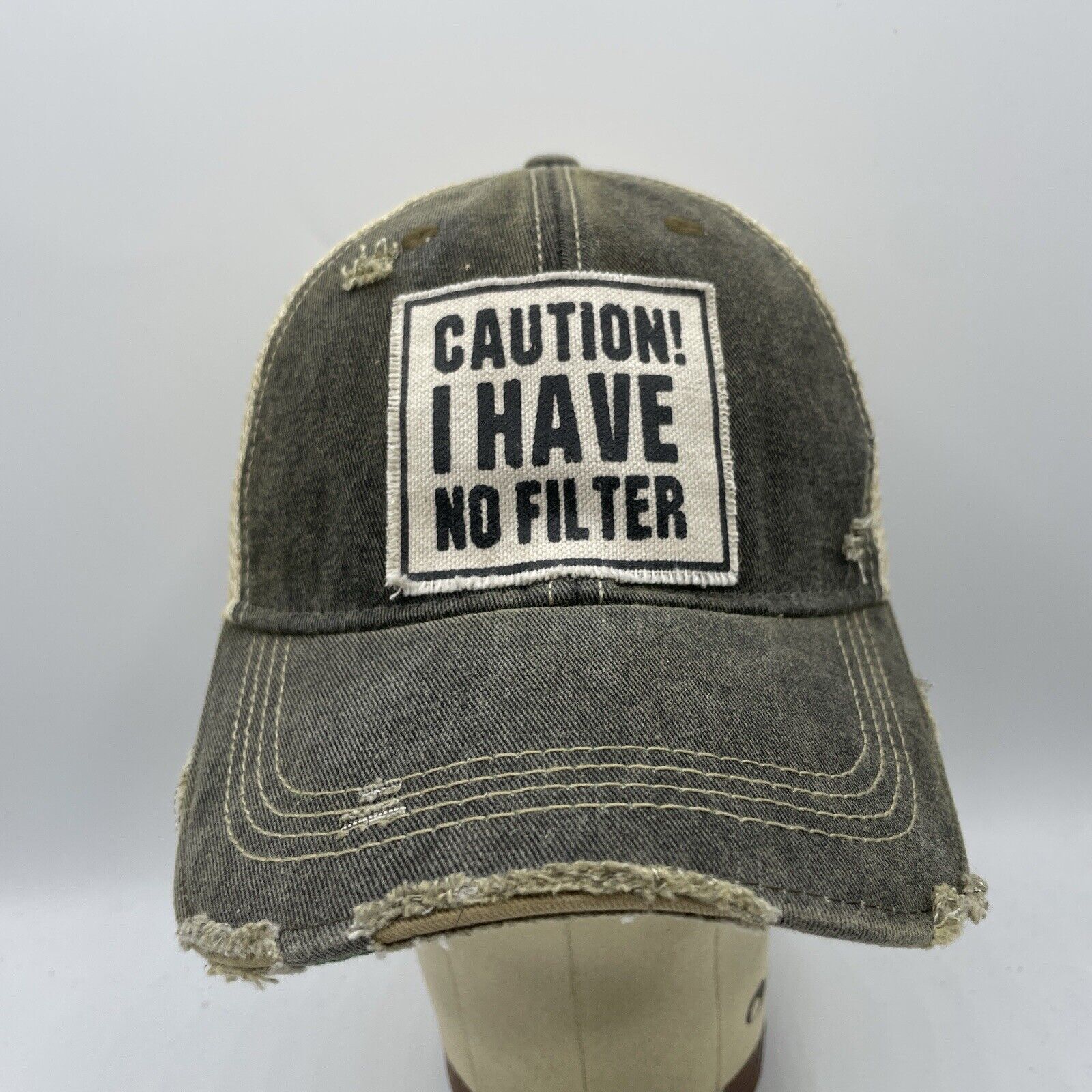 Caution Have No Filter Hat Adult Snapback Distressed Baseball Trucker Cap Funny