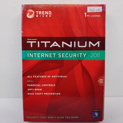Trend Micro Titanium Internet Security 2011 Software Program New 1 PC/1 Year