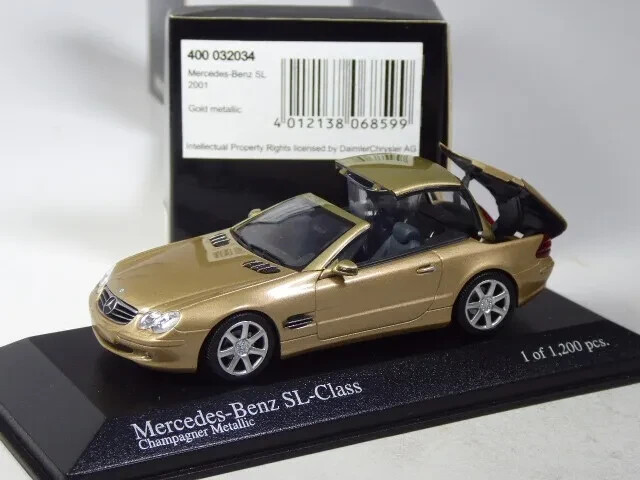Minichamps 2001 MERCEDES BENZ SL W/ OPERATING ROOF GOLD