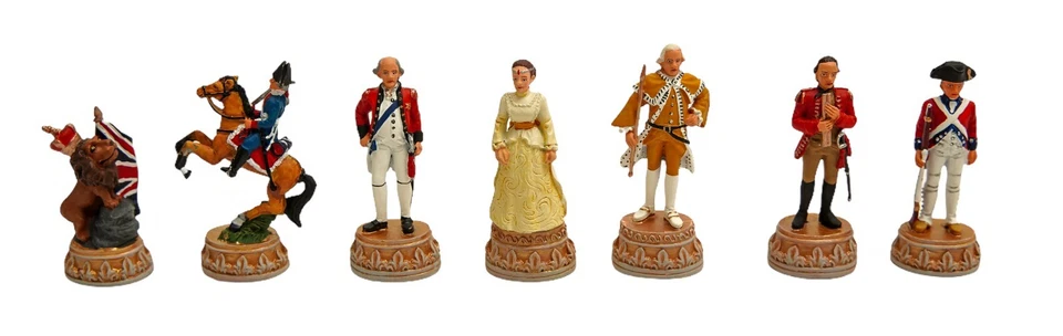 Juego de ajedrecistas pintados a mano de la Guerra de Independencia de Estados Unidos Foto 2 de 3