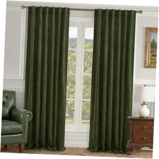 Velvet Curtains 84 Inch for Living Room, 52"W x 84"L Pack of 2 Olive Green
