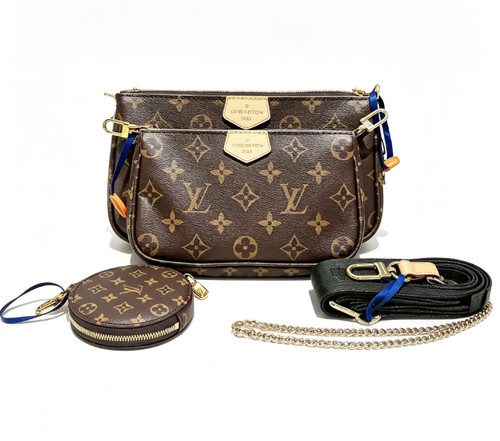 Louis Vuitton Multi Pochette Accessoires Monogram Canvas,Kaki Green Strap,12913
