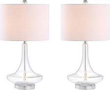 Modern 25.5" Clear Glass Teardrop Table Lamp Set of 2 with LED Bulbs