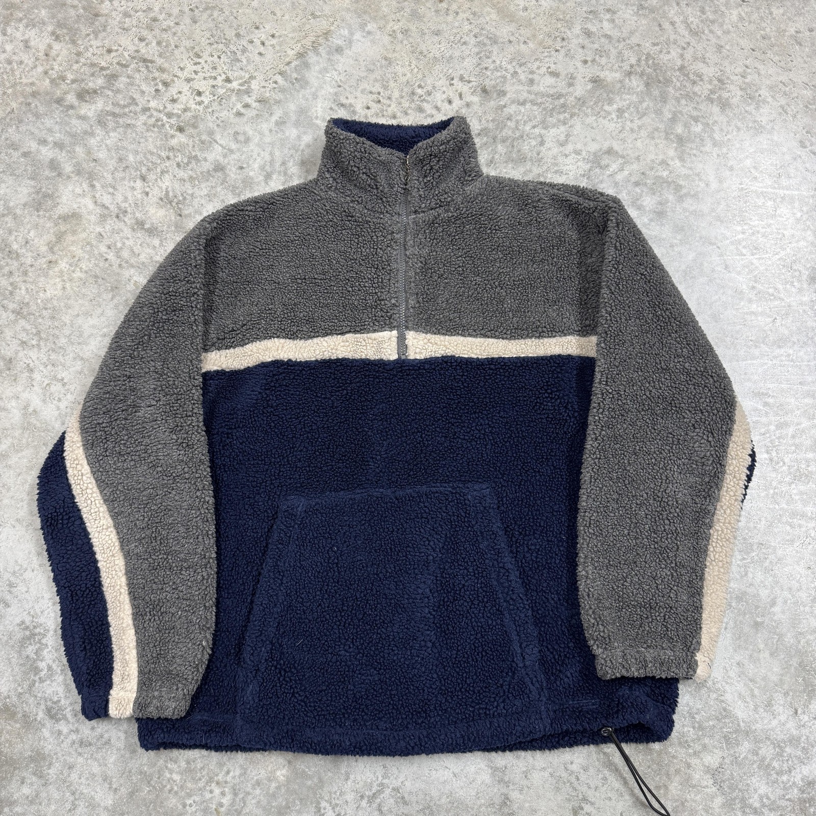 Vintage NorthCrest Jacket Mens Medium Blue Gray Fleece 1/4 Zip Anorak Pullover
