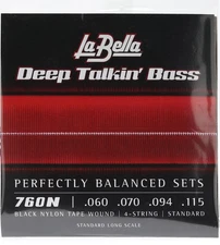 La Bella 760N Black Nylon Tapewound Bass Strings - Standard