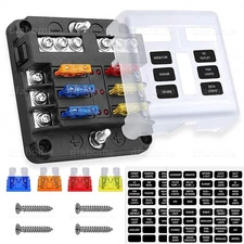 6 Way Car Boot Power Distribution 12/24V Blade Fuse Holder Box Block Panel Board