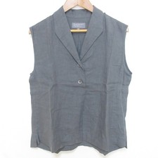 24SS MHL MARGARET HOWELL 100 Linen Sleeveless Shirt Blouse 2 Gray Women USED