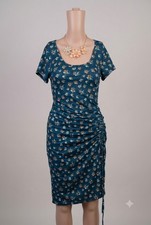 Fashion Nova Women’s Blue Floral Ruched Short Sleeve Scoop Neck Maxi Dress M