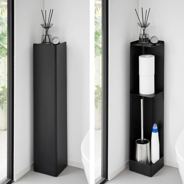 Yamazaki ToilettenpapierstäNder Regal Freistehend Mit Rollen Tower Schwarz-image