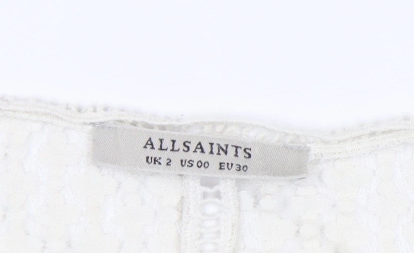 AllSaints Ivory Lace A-Line Mini Dress Women's Size 2 - Image 3 of 4