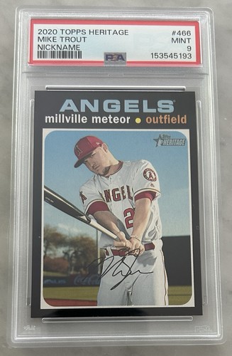 2020 TOPPS HERITAGE MIKE TROUT NICKNAME SP INSERT #466 PSA 9 MINT ANGELS