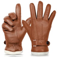 Mens Leather Gloves Mens Dress Glove Touchscreen Winter Gloves X-Large Cognac