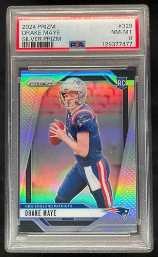 2024 Panini Prizm Silver Prizm #329 Drake Maye RC PSA 8