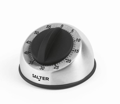 Salter Mechanischer Küchentimer Edelstahl 60 Minuten Griffiges Aufzieh-Zifferblatt