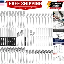60-Piece Silverware Set with Steak Knives Stainless Steel Flatware Set for 10...