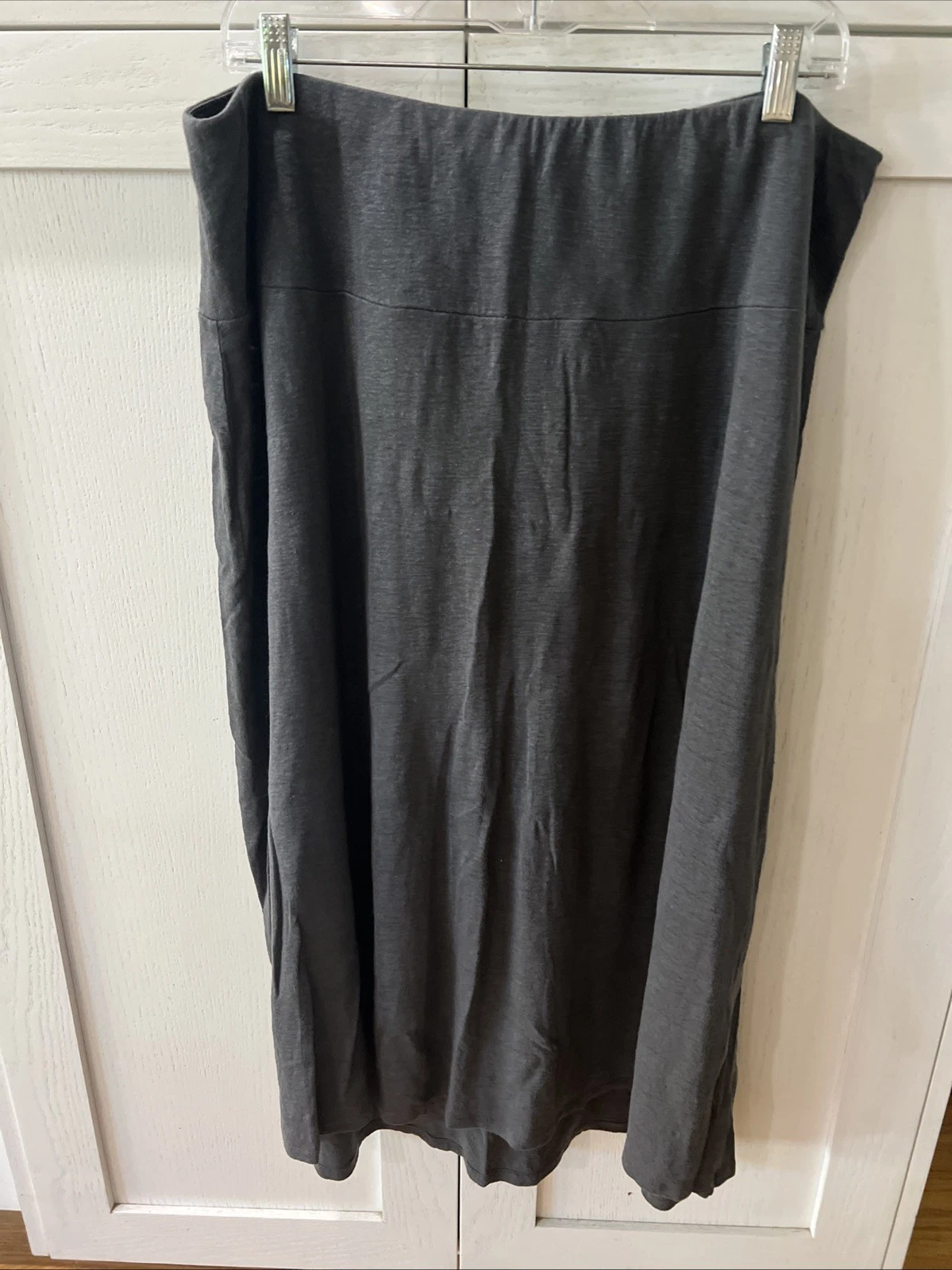 Eileen Fisher Linen Slub Gray Maxi Skirt Size Large