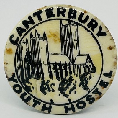 Vintage Canterbury Youth Hostel YHA Pin Button Badge Cathedral Kent England UK