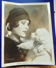 8X10 B&W   PHOTO OF Warner Bros Silent Film Star Delores Costello and Cute Dog ,