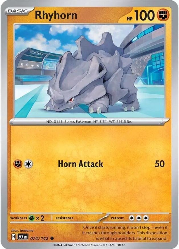 Pokemon Rhyhorn (74/188) Stellar Crown LP